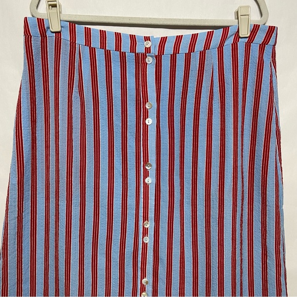 ROOLEE PLUS ADDISON BUTTON MIDI MODEST STRIPED SKIRT - Picture 4 of 16